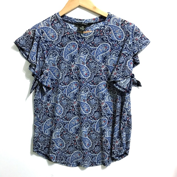 Amang NY Tops - Amang NY Blue Paisley Print Blouse